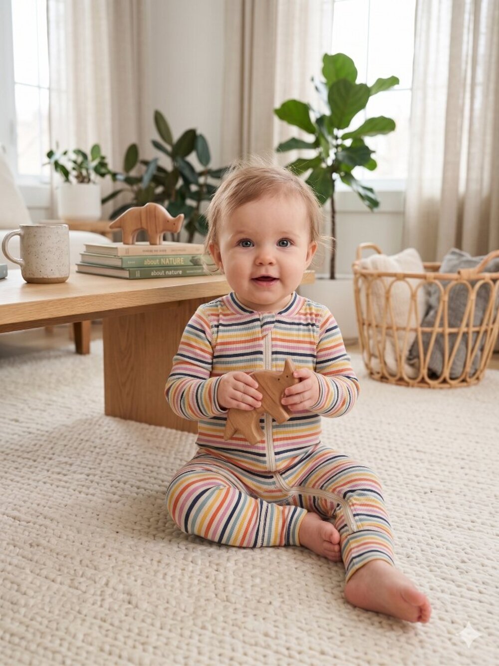 HA Bamboo Sleepers 2-Way Zipper Convertible Mittens & Footies Multi Rainbow